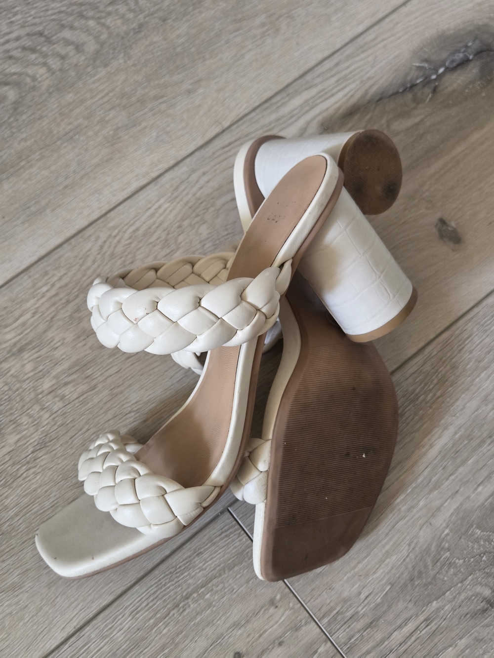 Braided Double-Strap Slide Heels in White - Women - Picture 5 of 6